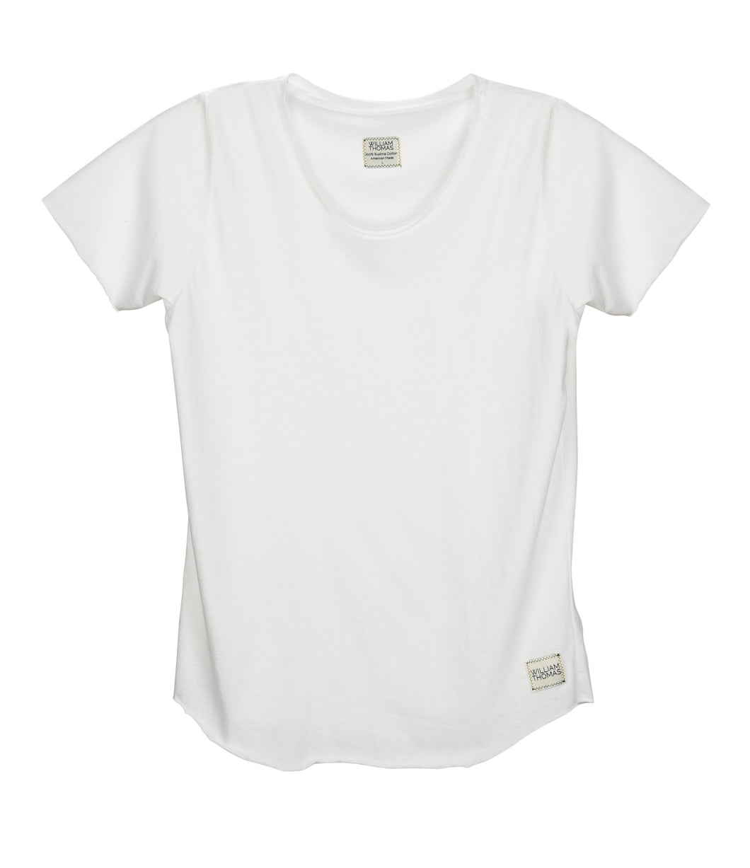 (Sold Out) Supima® Casually Cool Raw Hem Tee, Ghost White