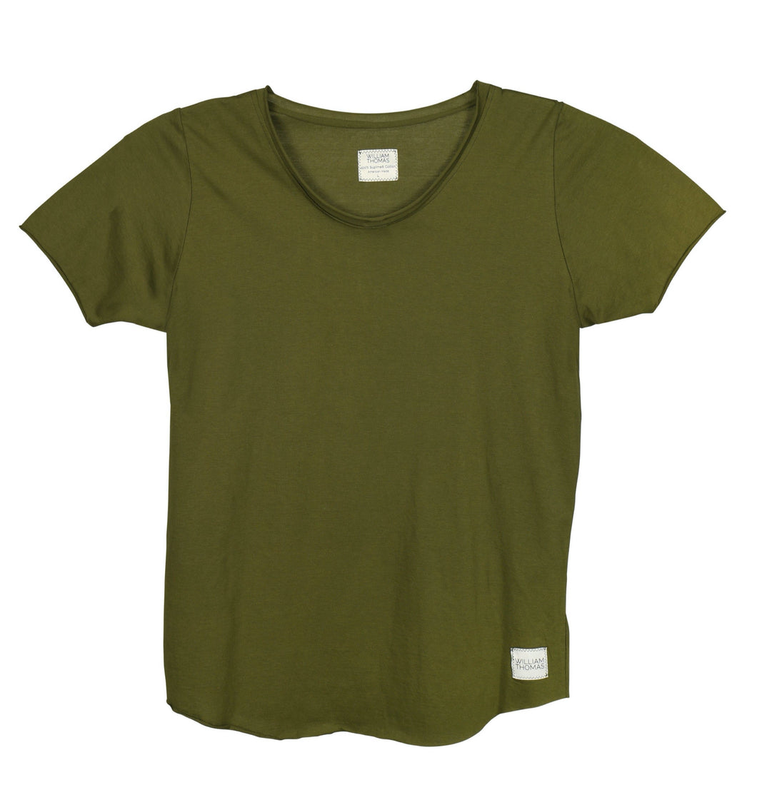 (Sold Out) Supima® Casually Cool Raw Hem Tee, Olive Tree