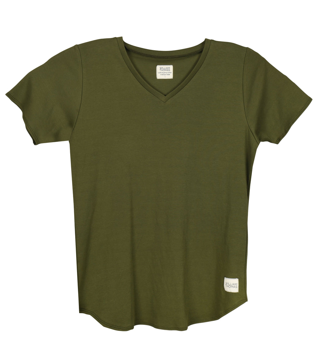 (Sold Out) Supima® V Neck Tee, Olive Tree